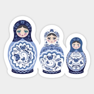 Blue Matryoshka Dolls Sticker